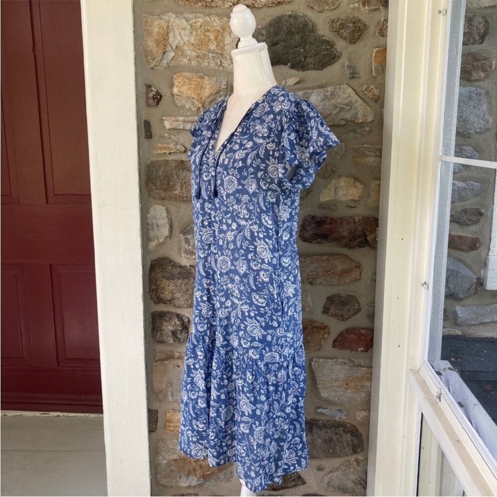 Trovata Blue and White Floral Midi Dress